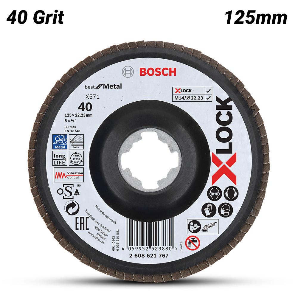 BOSCH 125mm 5″ X-Lock Zirconia Flap Disc Wheel 40gt Suits Angle Grinder 2608621768 - 10 Pack